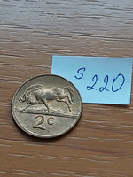 South Africa 2 cents 1978 bronze, wildebeest s220