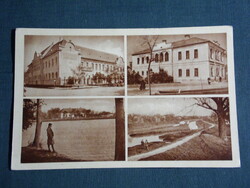 Képeslap, Tápiógyörgye, mozaik részletek,iskola, tanácsháza,látkép 1950