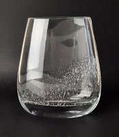 Skandináv vintage üvegváza, szabályozott buborékokkal, elegáns, lapos forma