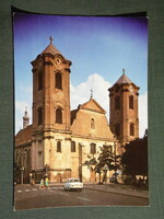 Képeslap,Postcard, Gyöngyös, Szent Bertalan templom, látkép részlet, 1970-80
