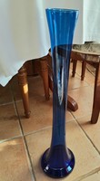 Blue glass floor vase