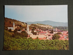 Postcard, tokaj, landscape detail, church, vineyard, 1970-80