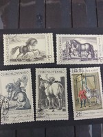 Czechoslovakia 1969, horses on old engravings - full line