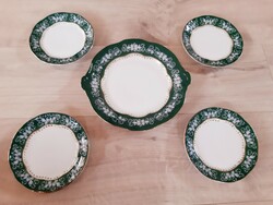 Rare Zsolnay green pompadour cake set