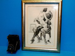 40 X 30 cm external erotic print, flawless frame with glass.