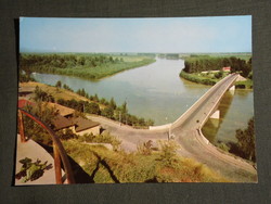 Postcard, Tokaj, landscape detail, vineyard hill, Bodrog - Tisza estuary, bridge, 1970-80