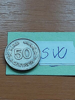 Ecuador 50 centavos 1974 steel nickel plated sw