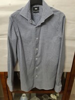Új, WE Traveller márkájú, hosszúujjú, kék-fehér, aprómintás, cotton anyagból, 39-es női ing.
