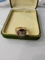 Gold men's unisex stone seal ring