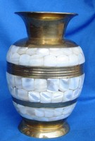 Copper vase with shell shell inlay, 15 cm high
