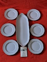 New, never used! Zsolnay gold feathered cake/sandwich/dessert set for 6 people