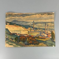 Raidl antal - North Budapest factories - 1924 - watercolor -