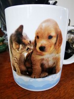 Dog-kitten friendship, porcelain mug