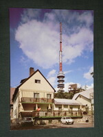 Postcard, blue roof, Edos resort detail, TV tower, Polish Fiat car, 1970-80