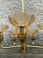 Külonleges Mid Century AKA csillár öntött üveg búrák - retro design vintage lámpa réz