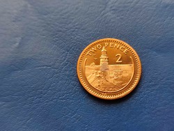 Gibraltar 2 pence 2000 lighthouses! Elder Elizabeth II! Ouch! Rare!