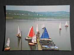 Postcard, cattail, Pécs lake, detail, sailing association, 1970-80