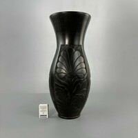 Matt black Transylvanian black tile floor vase i. - Hargiata vase -