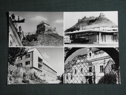 Képeslap,Postcard, Sümeg, mozaik részletek,látkép, vár, Mávaut buszmegálló, 1970-80