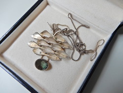 Old modernist silver necklace with tourmaline stone