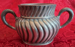 Antik ezüstözött váza, kis tál (M4520)