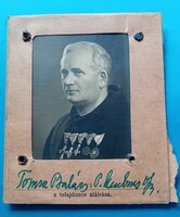 II. World War II military photo with awards (camp chaplain) on ID card