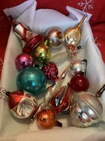Old damaged or worn glass Christmas tree ornaments