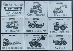 Gy145 / 1972 Dutra gyufacímke 9 db-s teljes sor