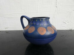 Kmk (keramik manufaktur kupfermühle) ceramic vase, jug, flower vase mid century blue/yellow