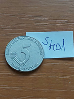 Ecuador 5 centavos 2000 stainless steel juan montalvo s401