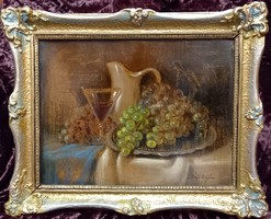 A treasure of over 100 years has arrived. Sajó s. Géza's beautiful still life in an updated original frame.