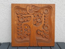 Russian carved tree of life wall picture.