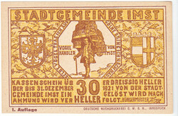 Austrian emergency money 30 heller 1921 1st issue