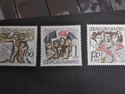 Csehszlovákia 1975, náci megszálás alatt kiírtott települések évfordulója, teljes sor postatiszta