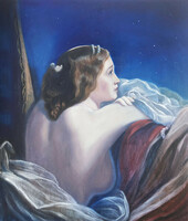 Oil painting based on James Sant's moonlit beauty