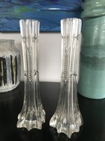 2 db csiszolt, öntött üveg váza (12/A)