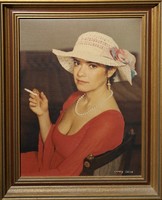 Inkey Alice fotója Gelecsényi Sára színésznőről - portréfotó vászonra nyomva, keretezve -
