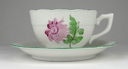 1Q694 old Herend tercia porcelain tea cup with plate