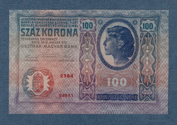 100 Korona 1912 Magyar előlappal Deutschösterreich bélyegzésssel EF