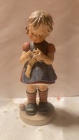Ritka! Hummel/Goebel porcelán, " Kötögetős lány" , nagy méret, 17 cm !