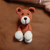 Teddy bear crocheted by hand using the amigurumi technique