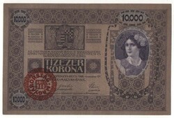 1918 10,000 Korona with mo stamp ef