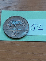 DÉL-AFRIKA 2 CENT 1975  bronz,  Gnú  SZ