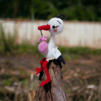 Amigurumi technikával kézzel horgolt Baba hírhozó gólya
