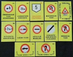 Gy54 / 1962 value of 12 matchsticks from the series of traffic signs issued on a yellow background