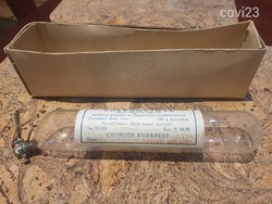 Antique medical pain reliever freezing medicine dispenser in chloraethyl box glass bottle
