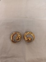 Old handmade gold-plated silver earring clip with zirconia stones for sale!