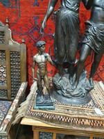 Michelangelo's statue of David in bronze. Very nicely crafted. 40cm high. On a marble plinth.