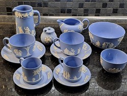 Wedgwood vintage kék angol reggeliző készlet mázas belsejű