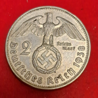 Horogkeresztes ezüst birodalmi 2 Márka 1938. B. (11)